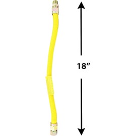 CMI Inc 18 Inch Flexible Gas Line Connector 1” OD 3/4” FIP x 3/4” MIP Fitting, Stainless Steel Yellow Epoxy Coated Corrosion Resistant, For Gas Appliances, Tankless Water Heater (18 Inch)- 2 PACK