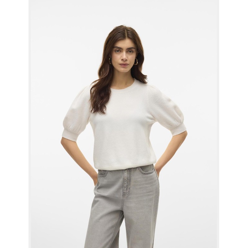 VERO MODA Women's Vmdoffy 2/4 O-Neck Pullover Ga Noos, Snow