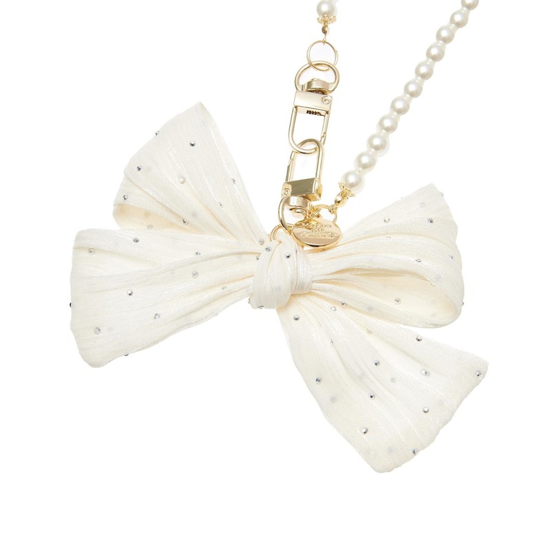 Maison de Fleur Women's Charm Stone Ribbon Pearl Strap, Grayish