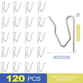 120 Pack 1.2 Inch Metal Drapery Pins, Pinch Pleat Curtain Hooks, Stainless Steel Rings with Hooks for Pleated Drapes, Silver Window Door & Shower Home Décor