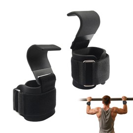 Lifting Straps Strength Training - High Quality Leather Lifting Straps with 8 mm Neoprene Padding, Adjustable Weight Lifting Straps with Hooks for Bodybuilding, Strength Training, Weightlifting and