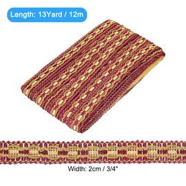sourcing map 13 Yard Gimp Braid Trim 3/4 Inch Polyester Woven Braid Trim Upholstery Trim Decorative Gimp Trim for DIY Crafts Sewing Curtain Slipcover Costume, Red