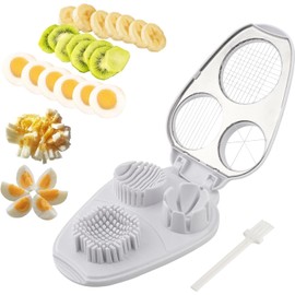 Cortador de huevos 3 en 1 para huevos duros, 3 modos de rebanada de acero inoxidable, cortador de huevos de cocina para huevos, mantequilla, fresa, tomate, champiñones y uva, apto para lavaplatos