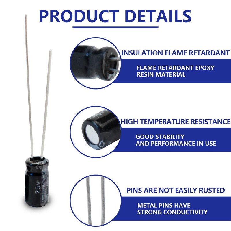 Innfeeltech Electrolytic Capacitors 10uF 25V Aluminium Radial Electrolytic Capacitors Pack