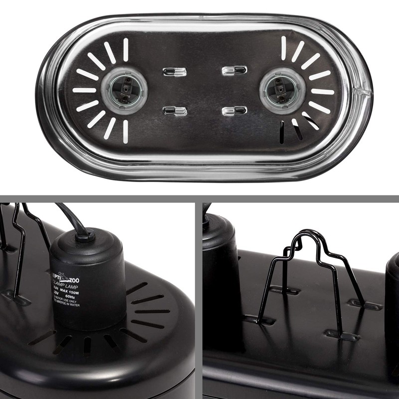 REPTI ZOO Dual Reptile Light Fixture for Reptile Dome UVB