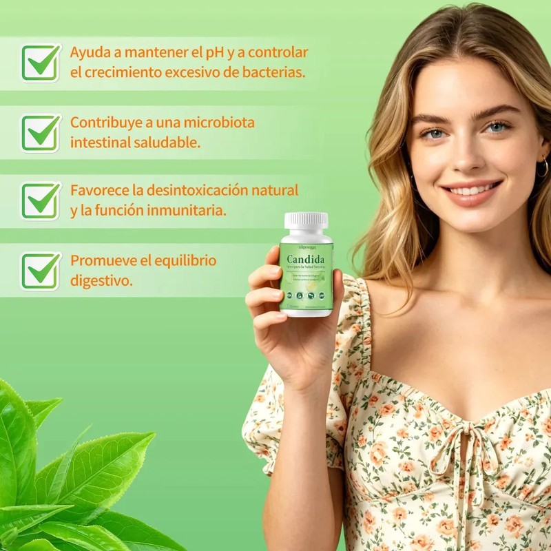 3 Candida Cleanse Con Hoja Orégano Ácido Caprílico 60cápsula Sin