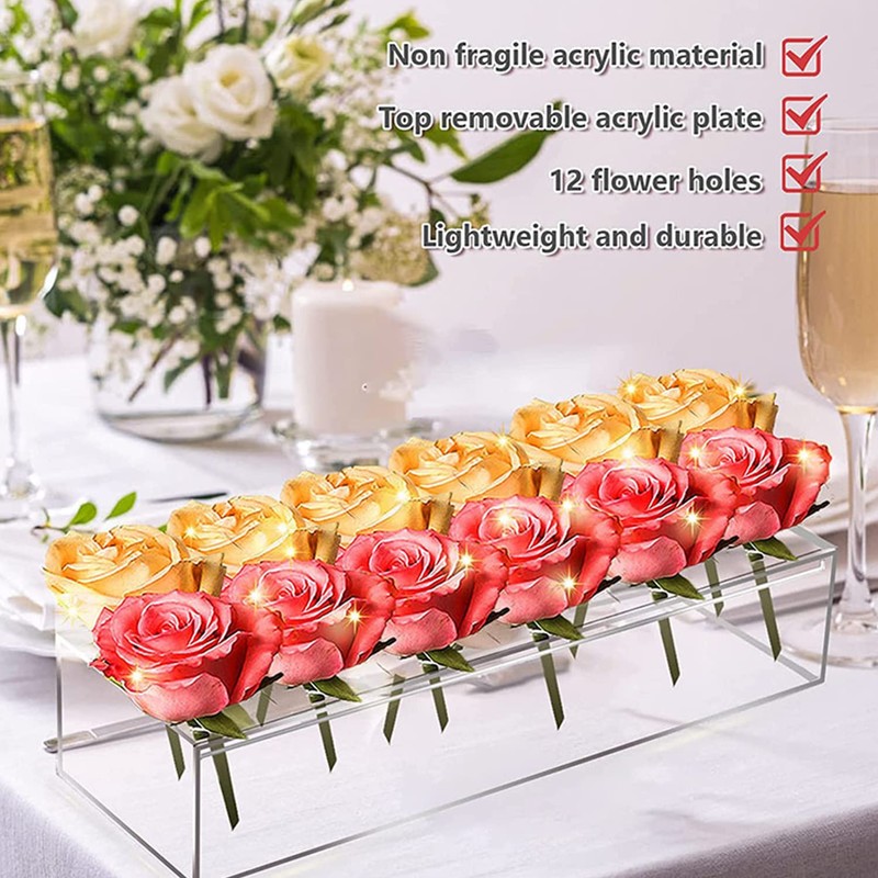 Modern Flower Container, Rectangular Acrylic Flower Vase, Acrylic Flower Box,