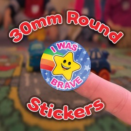 Stone Melon School Reward Stickers 144 I was Brave Star Bravery Stickers 30mm Round Awards Nursery Teachers Parents Children Kids