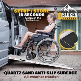 Osluken 7FT Portable Wheelchair Ramp, Adjustable Wheelchair Ramps for Home Steps, 1200LBS Capacity Telescopic Non-Skid Threshold Handicap Wheel Chair Ramp for Doorways, Stairs, 84" L x 7.2" W, 2 Pack