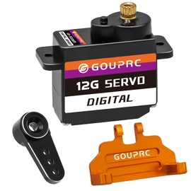 GOUPRC 12G RC Digital Micro Servo of Metal Steel Gear with Orange Servo Mount Bracket & Servo Horn for Axial SCX24 1/24 RC Car Upgrade