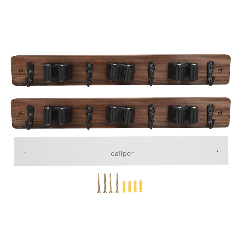 2pcs Mop Broom Holder 3 Positions 4 Hooks Wall Mount