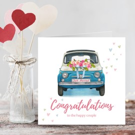 Wedding Card - Wedding Cards for Bride and Groom - Just Married - Wedding Day Cards - Congratulations son and daughter in law Mr Mrs Happy Couple -14cm