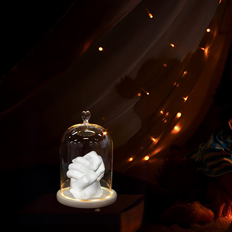 Beaupretty Romantic Couple Hand Ornament with Glowing Glass Dome Cover