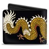 Buckle-Down Men's Wallet, Bifold, Dragon Close Up Black Golds White