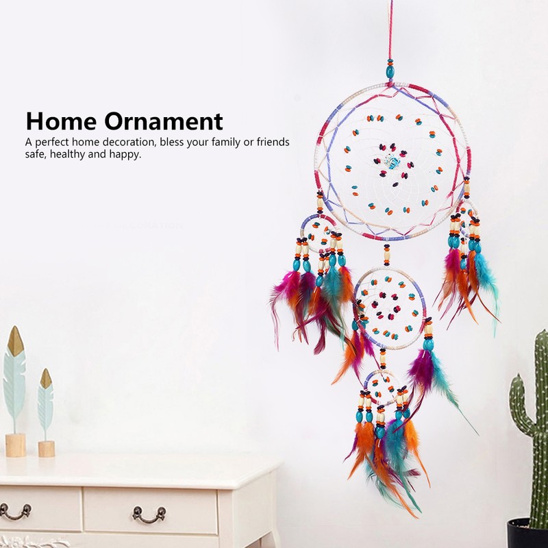 Retro Style Feather Decor Hanging Dream Catcher Wind Chimes Home