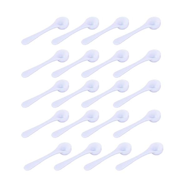 20Pack Teaspoon Measuring Spoons, Plastic Scoops (5 ML), White Long
