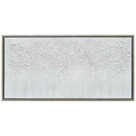 Empire Art Direct Abstract Wall Art Textured Hand Painted Canvas by Martin Edwards, Champagne Frame, 24" x 48", White Snow B