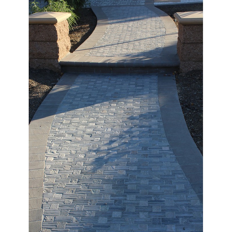 Intrend Tile LS019-G-sample Landscape Wonder Green Quartzite Basketweave Interlocked Mosaic