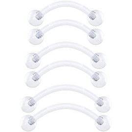 Bioflex 16g Clear Piercing Retainers - 6pc Eyebrow Piercing Curved - Invisible Cartilage Earrings for Rook, Helix, Daith, Tragus, Conch, Vertical Labret, Snake Bite 8,10,12mm