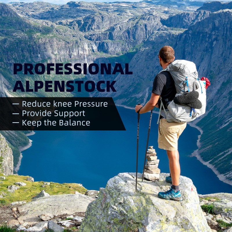COSTWAY 2 Pack Telescopic Trekking Poles, Portable Aluminum Hiking Sticks,