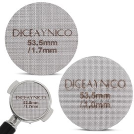 Diceaynico 2 Pieces Puck Screen,Metal Coffee Filter,1.0mm & 1.7mm Thickness 150μm - 316 Stainless Steel,Reusable Barista Espresso Filters for Espresso 53.5mm Portafilter Filter Basket