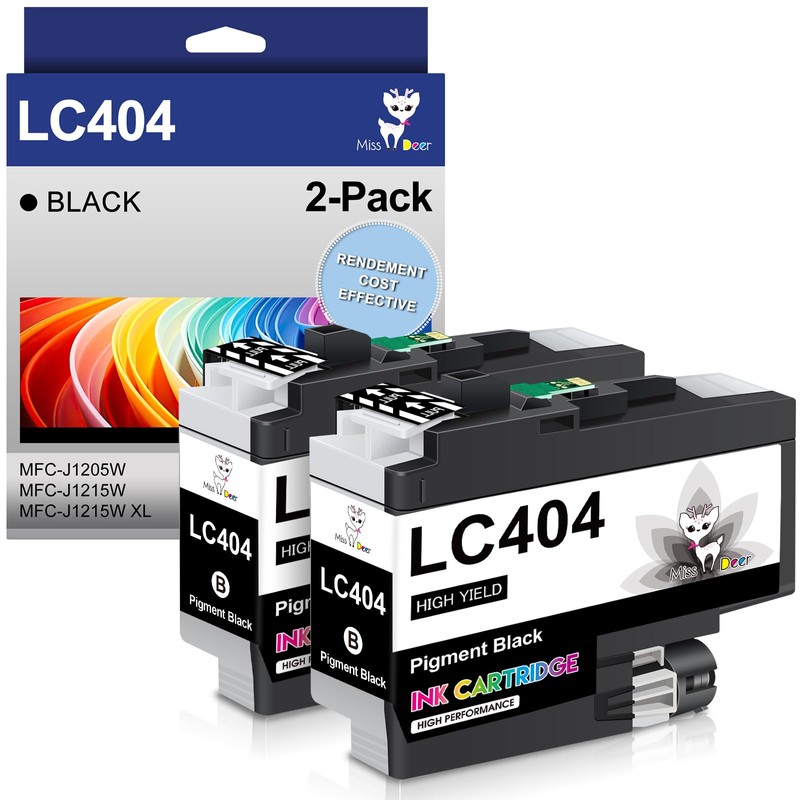 Miss Deer LC404 Black Ink Cartridges Compatible Replacement for Brother