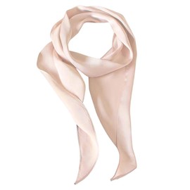 JK Home Women Long Satin Scarf Neckties Choker Solid Color Narrow Thin Silk Scarves Self-Tie Bow Waistband Hair Band Headbands Neckerchief Ribbon Tie Chiffon Scarf Belt for Bag Hair Apricot