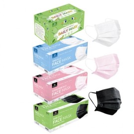 Large 50-Count Disposable Non-woven Mask for Droplet Protection 3-Ply Filter White 2ea