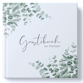 MAVANTO Wedding Guest Book with Blank Pages – High-Quality Wedding Guest Book for Memories (88 Double Pages, Eucalyptus)