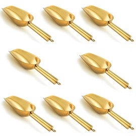 3OZ Mini Scoop Set of 8, P&P CHEF Stainless Steel Candy Sweet Ice Cube Scoop for Home Bar Buffet Wedding Canisters, Easy Clean & Durable - Gold