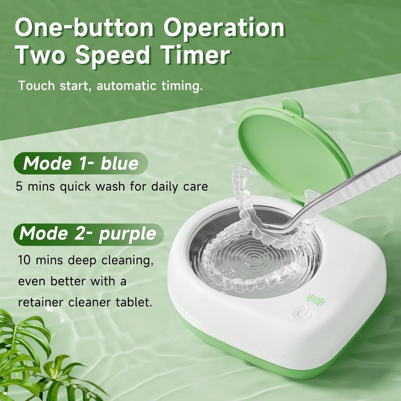 Lonlown 50kHz Cordless Ultrasonic Retainer Cleaner Machine Rechargeable Portable Wireless