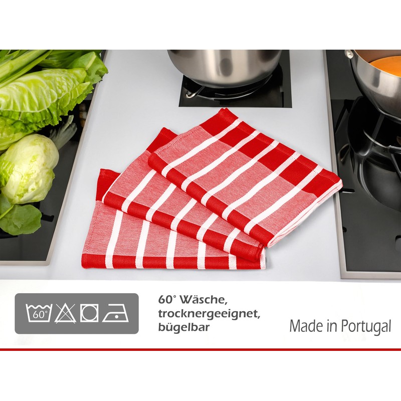 Lashuma Kitchen Towels Cotton Red - White, Tea Towels 50