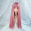 Generic Long Wig for Women Pink Synthetic Hair Natural Long