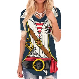 KYKU Pirate Shirt Women Costume V Neck Funny Simple Pirates Costumes Ladies