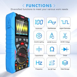 SK210 Digital Oscilloscope Multimeter, 50Msp Sampling, 12MHz Bandwidth, 6000-Count True RMS, 2.4" Color Display, Waveform Generator, Auto/Manual Range, Overload Protection
