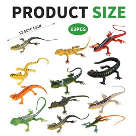 technodry Lizard Figurine Set – 12pcs Colorful Plastic Reptile Toys with 18 Realistic Styles, Durable Animal Toys for Kids, Educational & Collectible Reptile Toy and Animal Figures
