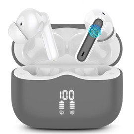 Bluetooth Kopfhörer, Kopfhörer Kabellos Bluetooth 5.3 In Ear Kopfhörer mit 4 ENC Mic, Kabellose Kopfhörer Tiefer Bass 40Std Wireless Earbuds Noise Cancelling, IP7 Wasserdicht, LED-Anzeige, Dunkelgrau