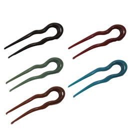 FRCOLOR 5pcs French Hair Fork Celluloid Chignon Hair Pins Hair Updo U-Shaped Hairpins Braid Twist Bobby Pins for Buns