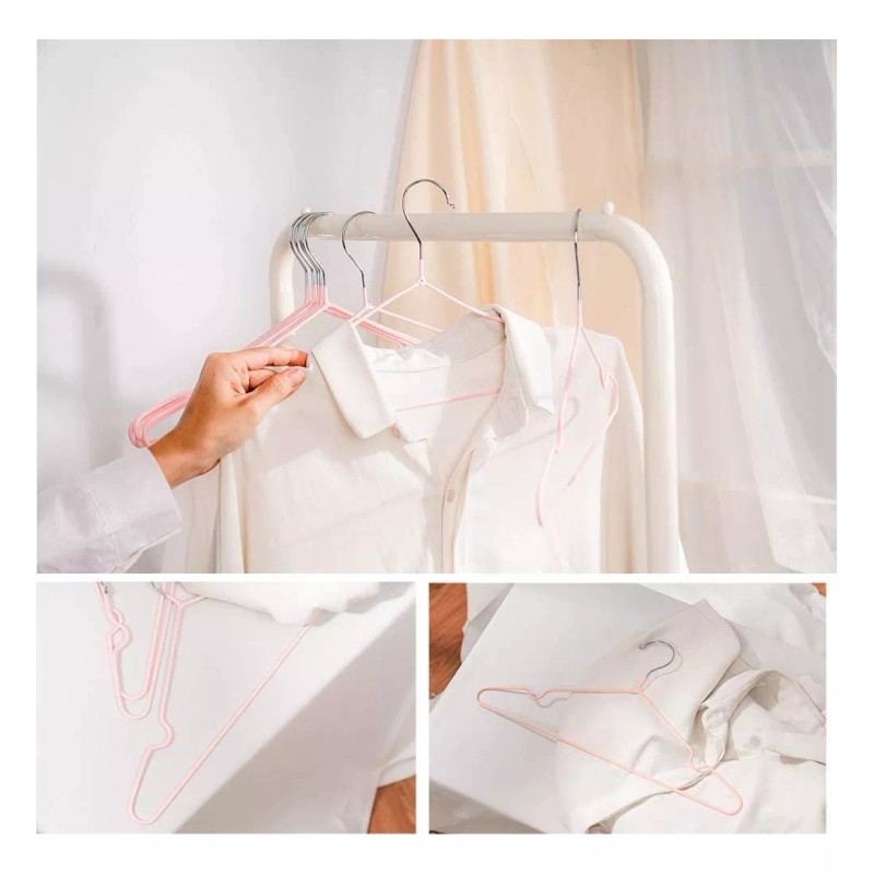 24x7 Pack 10 Ganchos Ropa Tintoreria Metalicos Antideslizantes