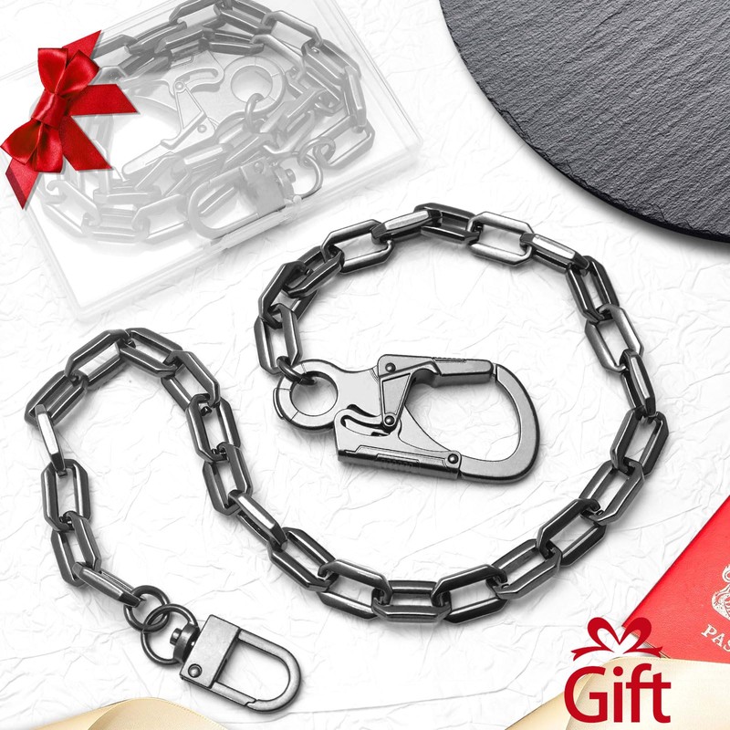 [Ahiller] Wallet Keychain Unisex, Double Lock Design, Sturdy Chain for