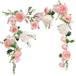 Garland Flower Wall Hanging Flower Wisteria OrgMemory Artificial Rose Fake Flower Wisteria Wedding Ritual 180cm 1pc Home Office Home Table Wedding Decoration for Photography (Pink Button Garland)