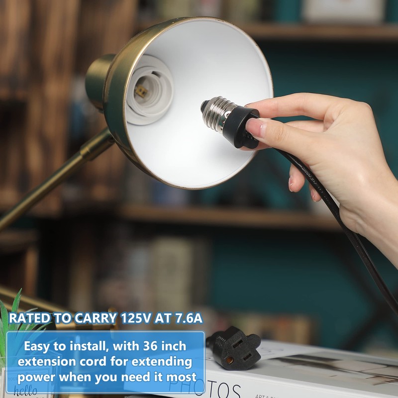 3 Outlet Light Socket Adapter, Convert E26/E27 Bulb Socket to