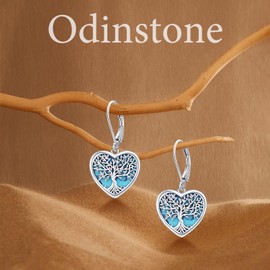 Tree of Life Earrings for Women, Hanging Earrings Tree of Life Silver 925 with Abalone Bowl, Women Jewellery for Her Girlfriend, Sterling Silver, No Gemstone