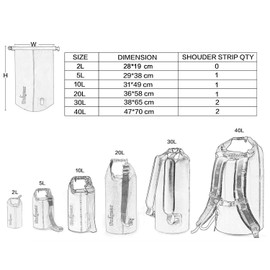 Unigear Dry Bag Waterproof Bag with Waterproof Pouch Drum Type New Material Waterproof Dustproof 9 Colors 6 Sizes 2L 5L 10L 20L 30L 40L, Black, 10 l