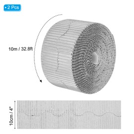 PATIKIL 3.9inch x 131.2ft Bulletin Board Border, Scalloped Trim Paper Corrugated Decorate Border for Locker Classroom Decor Black White Cork Poster Boards, Silver (1.3mm)