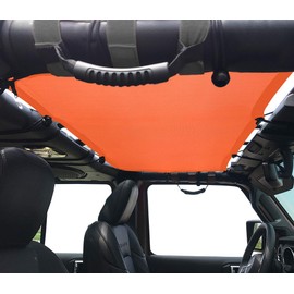 Shadeidea Sun Shade for Jeep Wrangler JL Unlimited (2018-2023) 2 Door and 4 Door Front-Orange Mesh Screen Sunshade JLU SAHARA RUBICON SPORT S Top Cover UV Blocker with Grab Bag - 10 Year Warranty