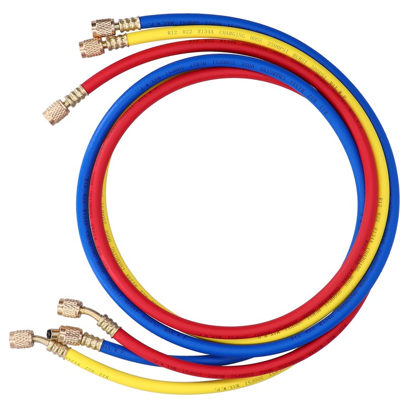 3Pcs AC Charging Hose Detection Liquid Filling Refrigerant Pipe 3Colour