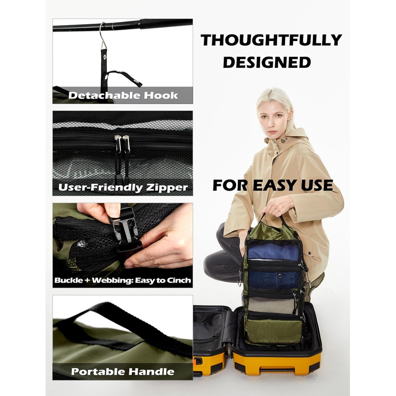 ELEZAY Hanging Packing Cubes All in One Ultra-Light Travel Shelves