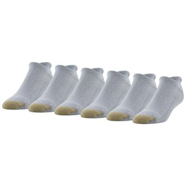 GOLDTOE Men's 656HT Cotton No Show Heel Tab Athletic Socks, 6-Pairs, Grey Heather, Shoe Size: 6-12.5