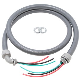 Maxxima 3/4 in. x 6 ft. Liquid Tight Non-Metallic PVC Connector Conduit Electric Cable Whip - 7.6 ft. of 8 AWG Conductor Wires and 10 AWG Grounding Wire, One 3/4” Straight and One 3/4” 90° Connector